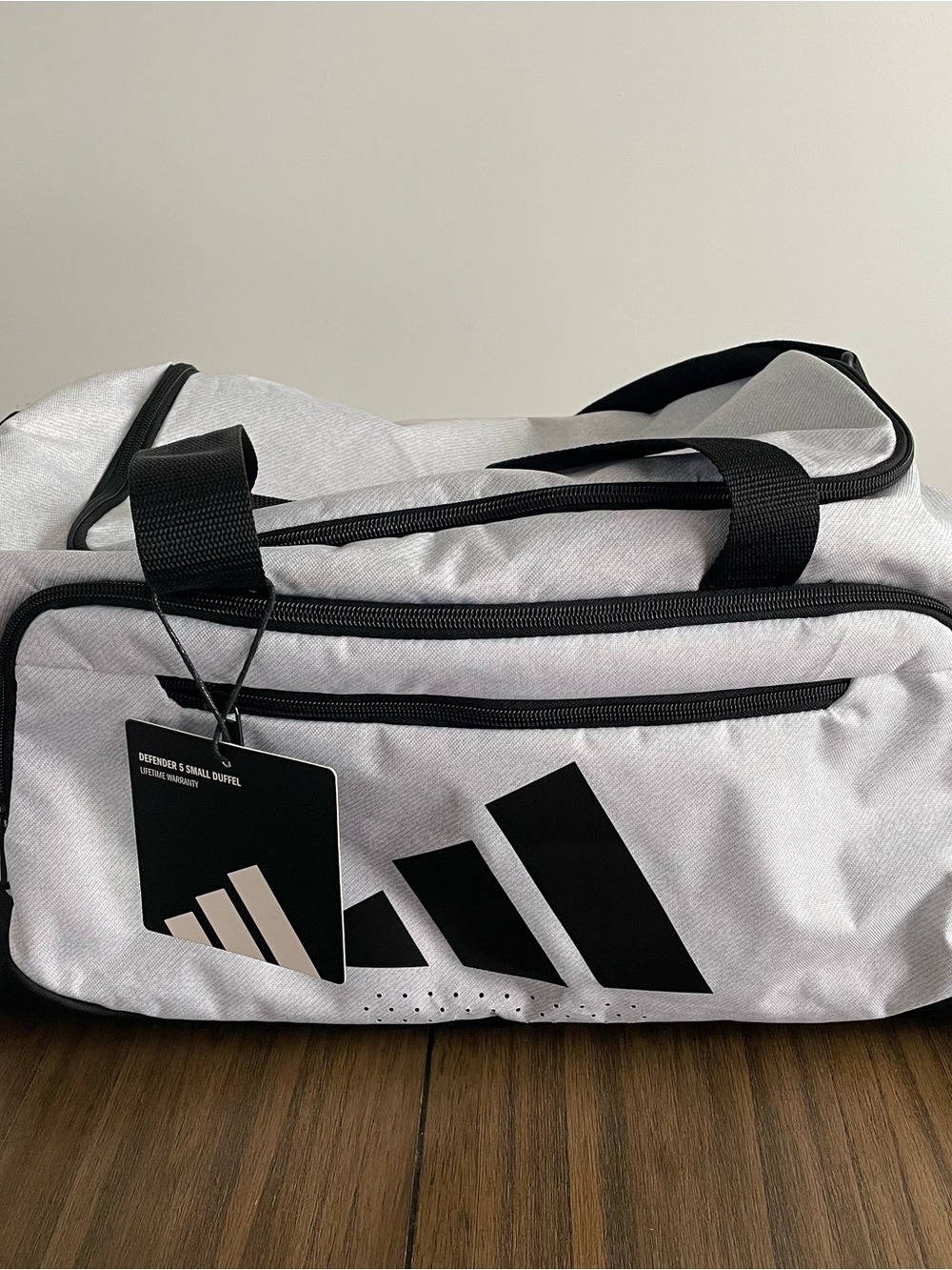 NWT Adidas Defender 5 Small Duffel Bag Twill White and Black